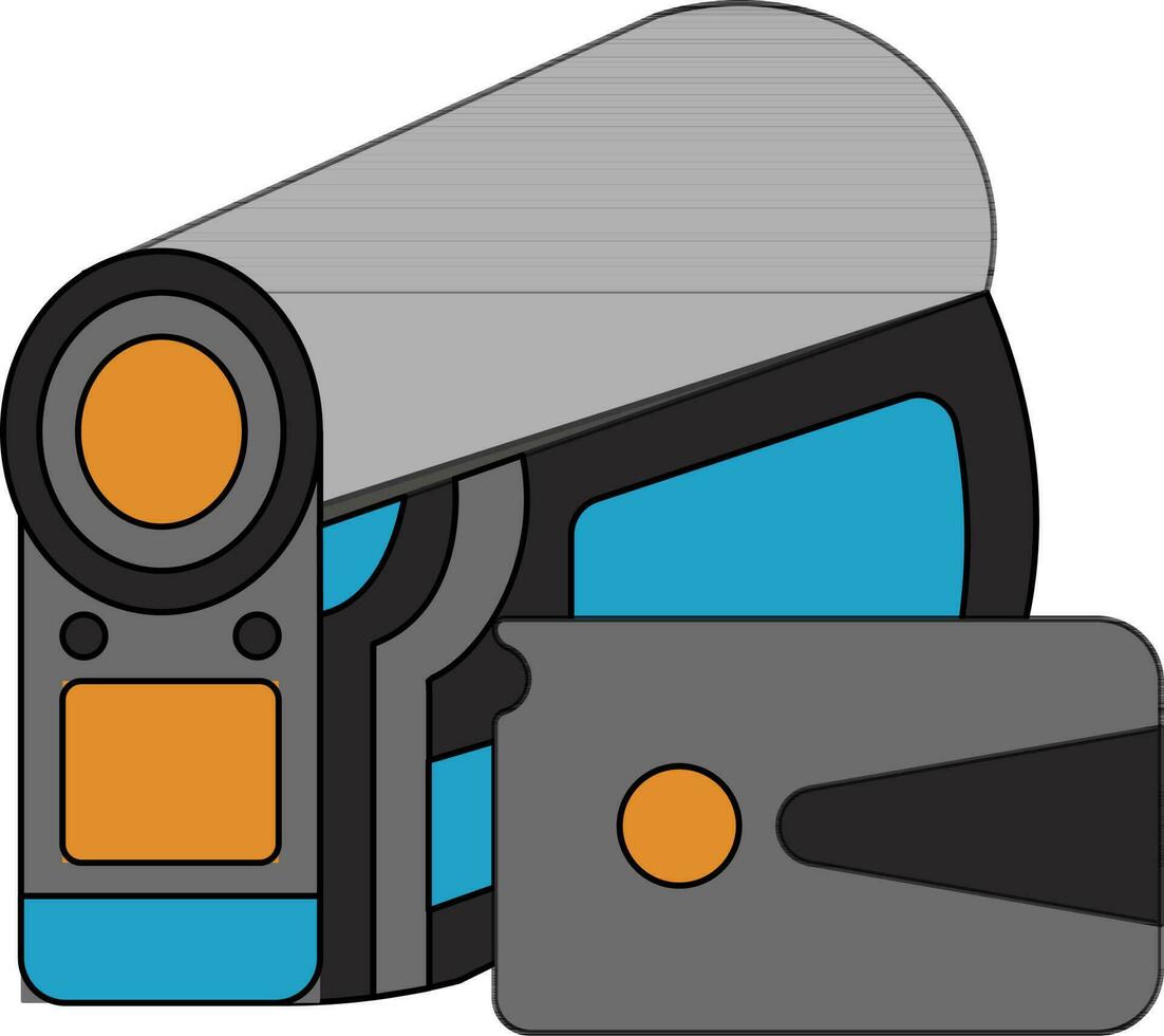 Grey and orange manual video camera. vector