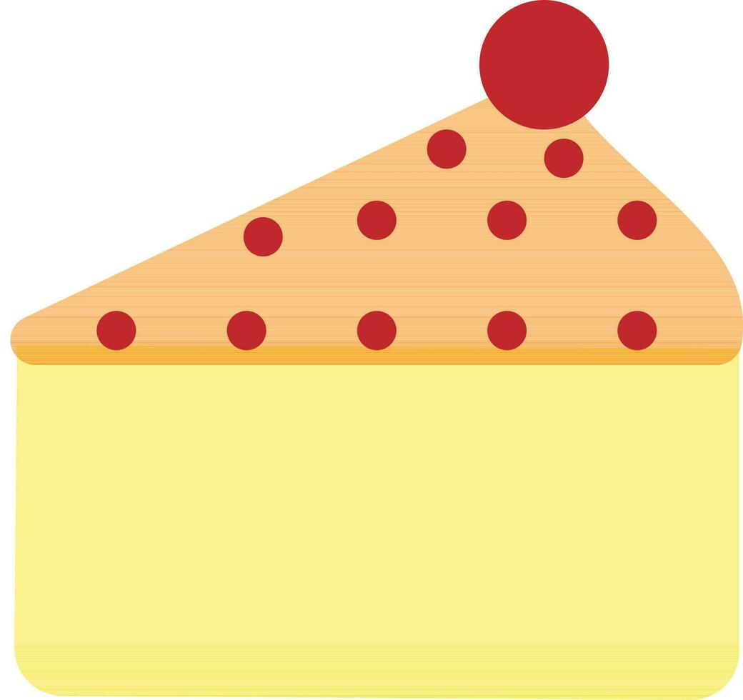 Red strawberry decorated orange and yellow pastry. vector
