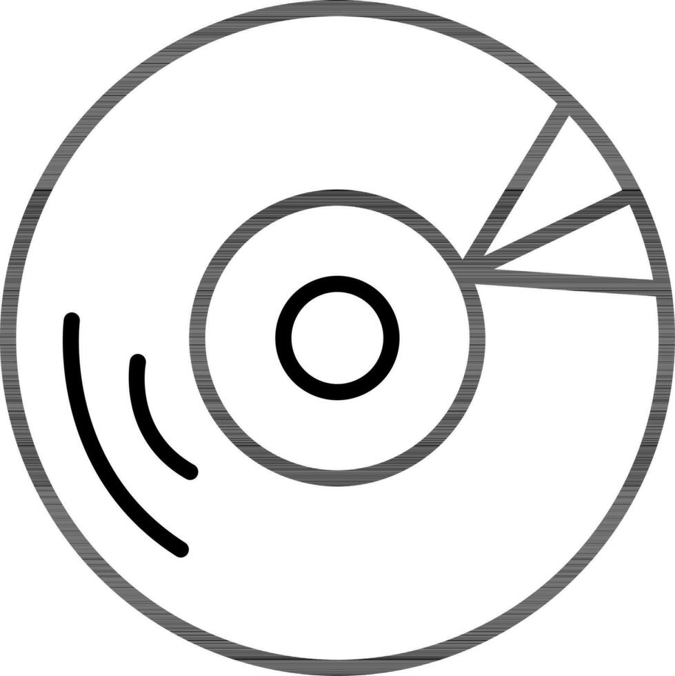 CD or DVD Disk Icon in Black Line Art. vector