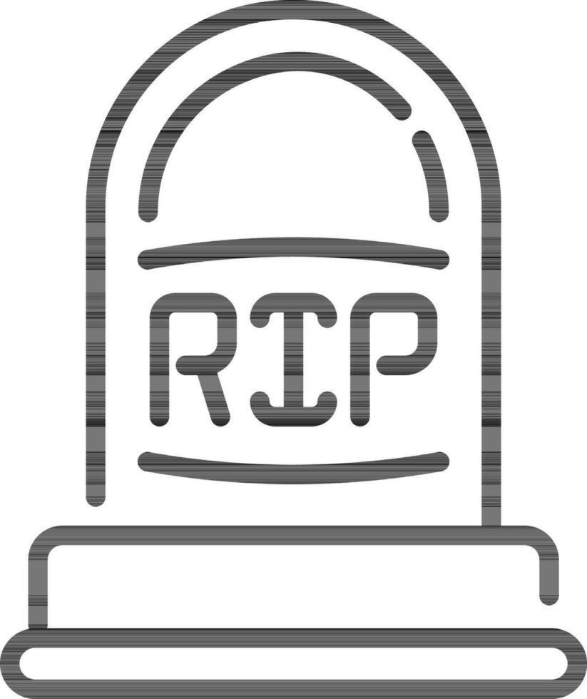 Flat Style Rip Stone Icon in Black Outline. vector