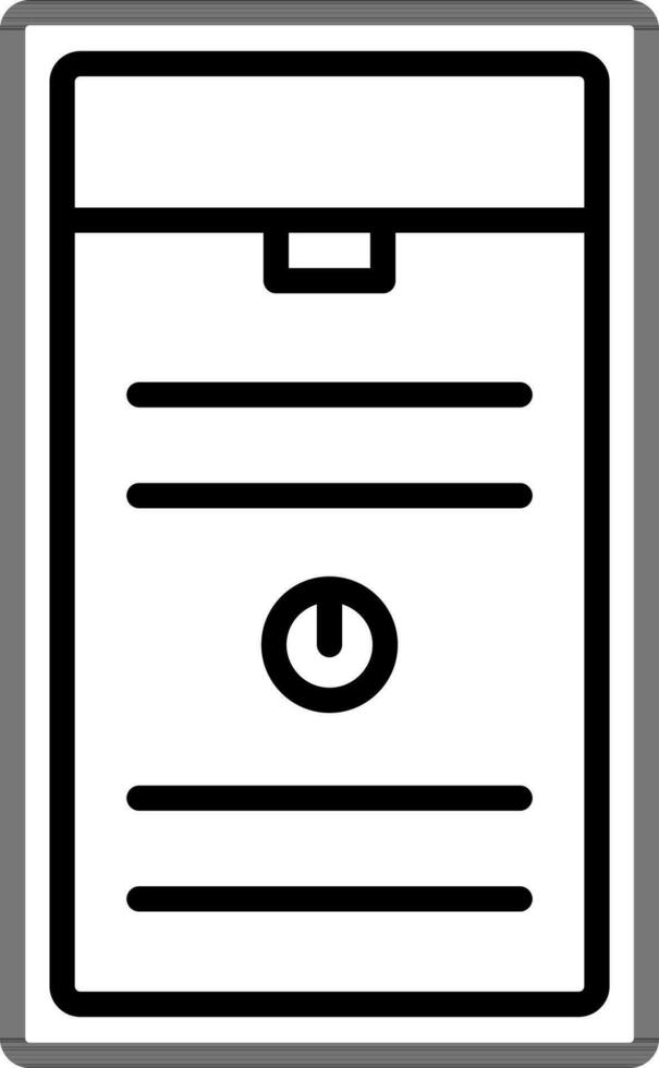 Computer CPU Icon in Black Line Art. vector