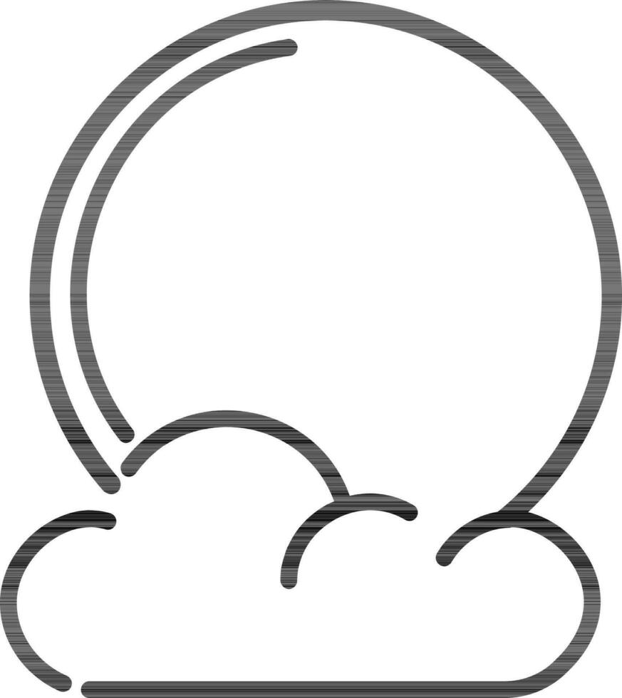 Cloud with Moon Line Art Icon in Flat Style. vector