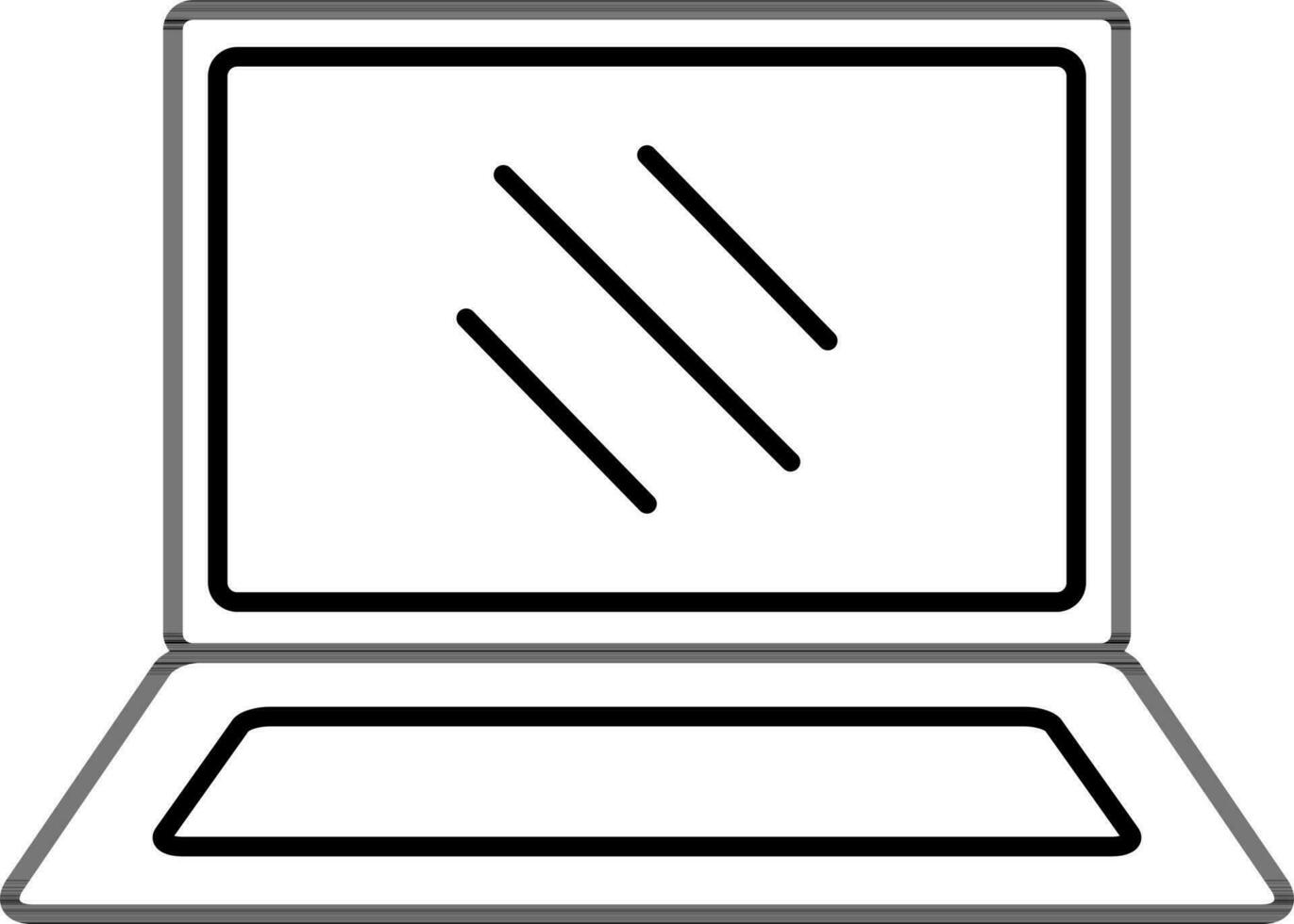 Black Line Art Laptop Icon in Flat Style. vector