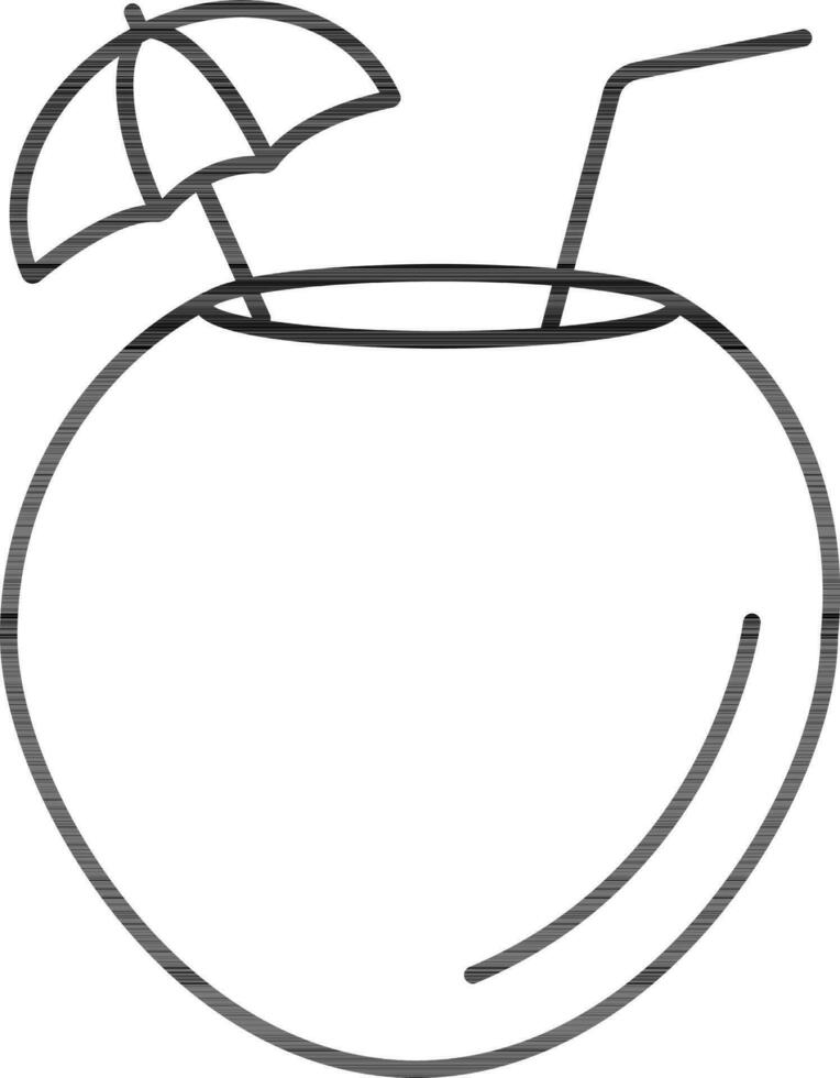 Coconut water drink with straw. vector