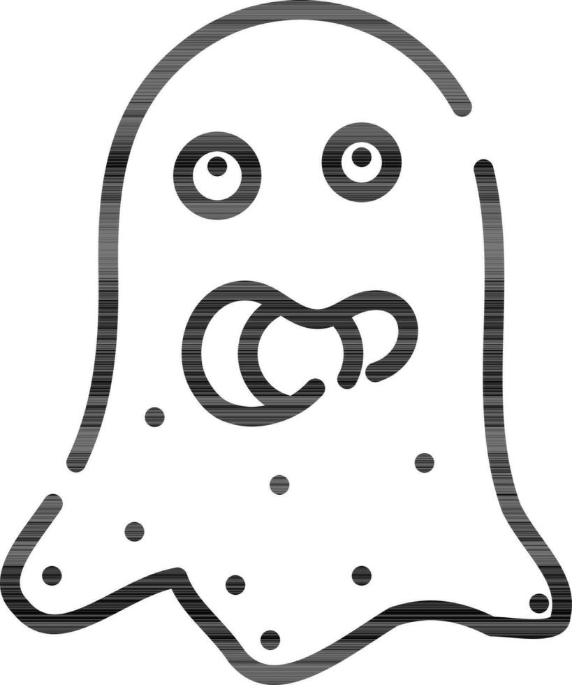 Flat Style Ghost Icon in Black Line Art. vector