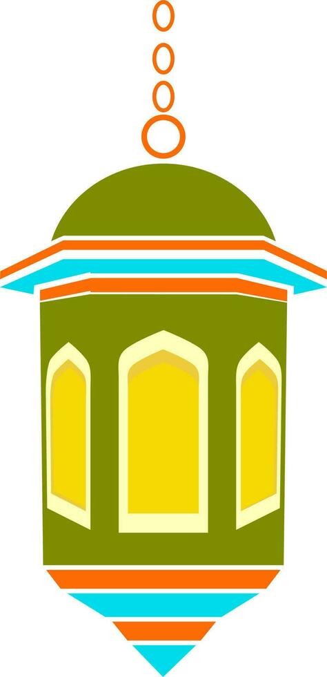 Colorful decorative lamp hanging with chain. vector