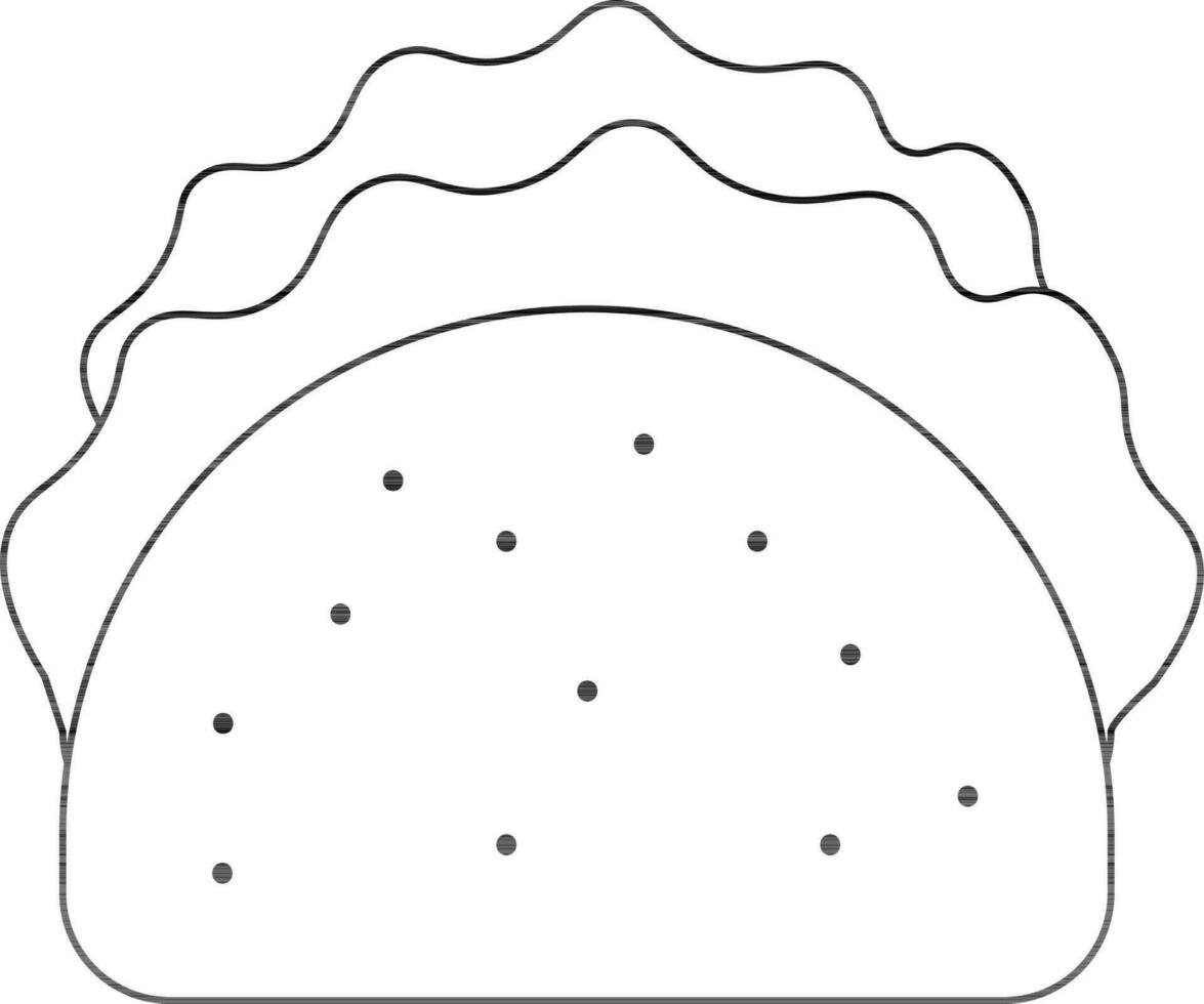 Black Outline Tacos Icon on White Background. vector