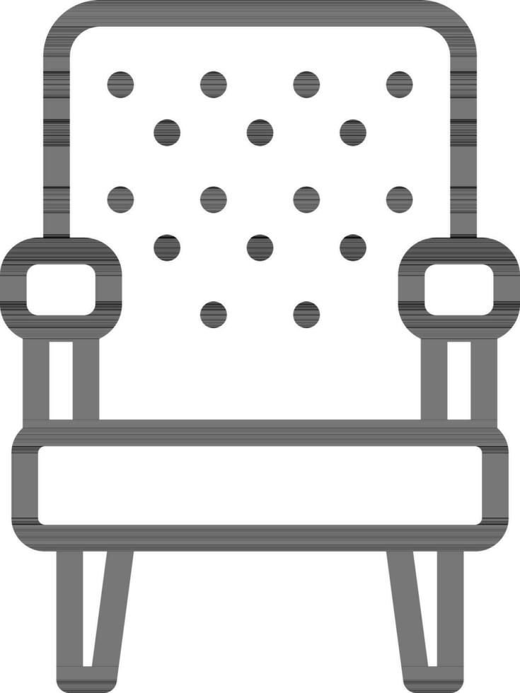 Black Line Art Illustration of Sofa Chair Icon. vector