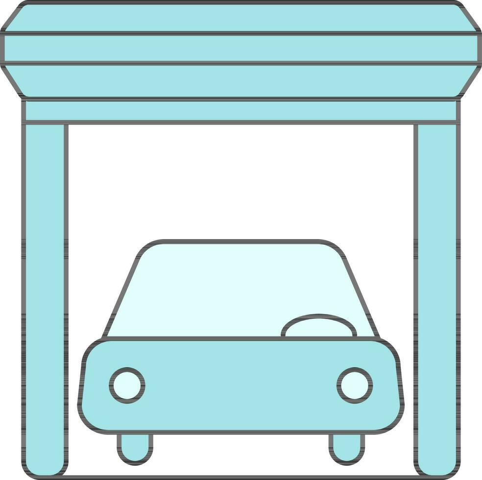 Turquoise Garage Icon in Flat Style. vector