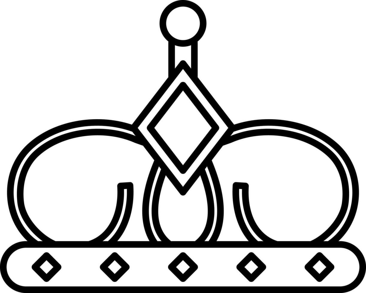Crown Icon In Black Line Art. vector