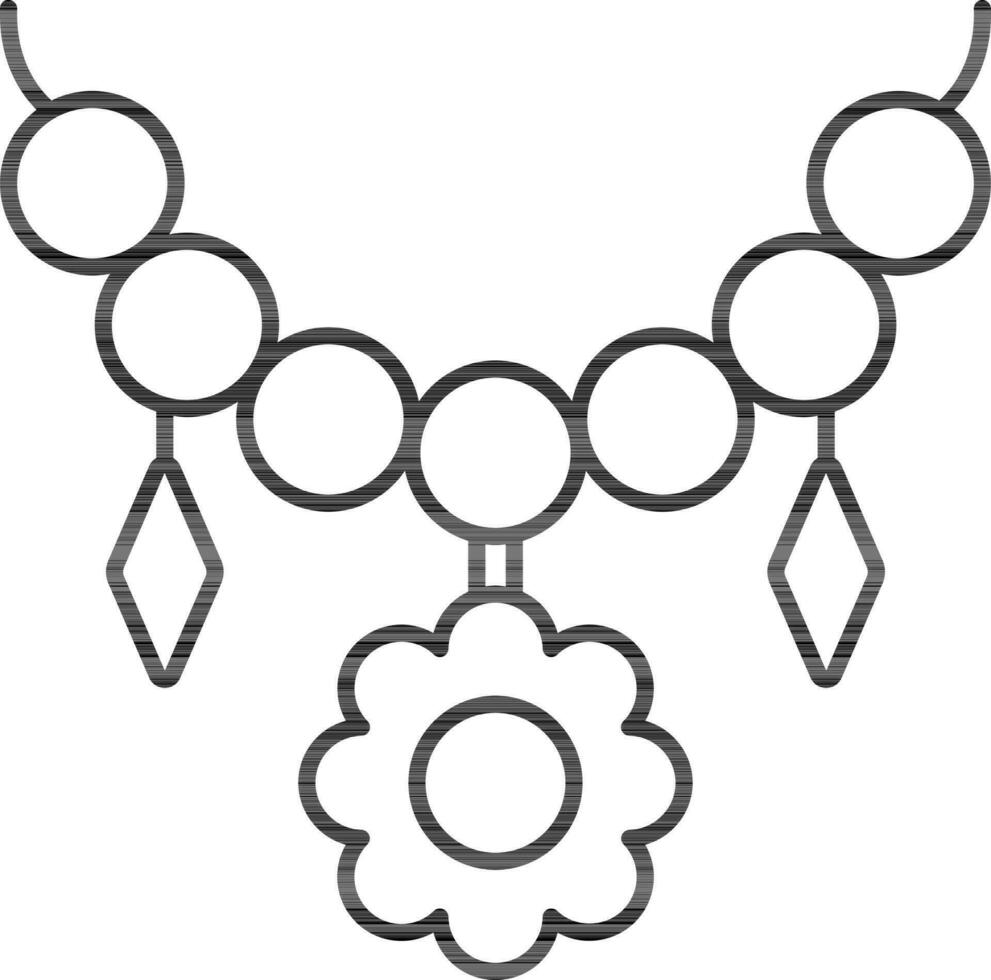 Necklace Icon in black outline. vector