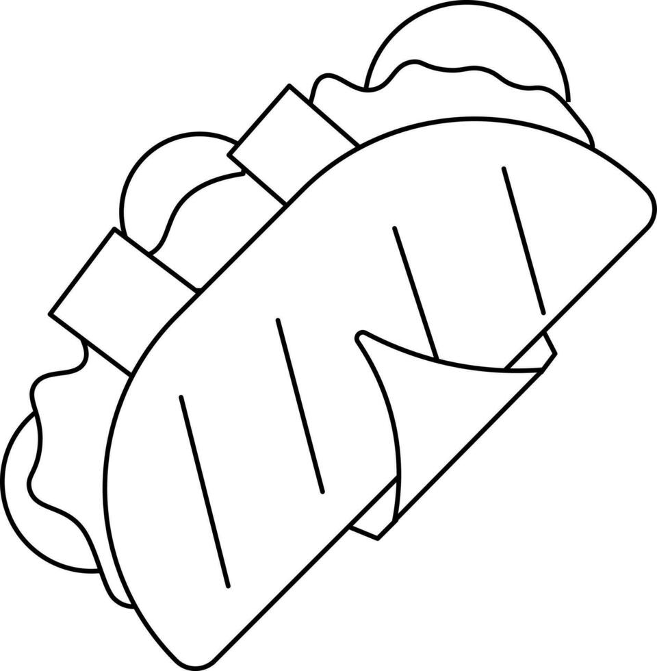 Flat Style Tacos Icon in Black Outline. vector