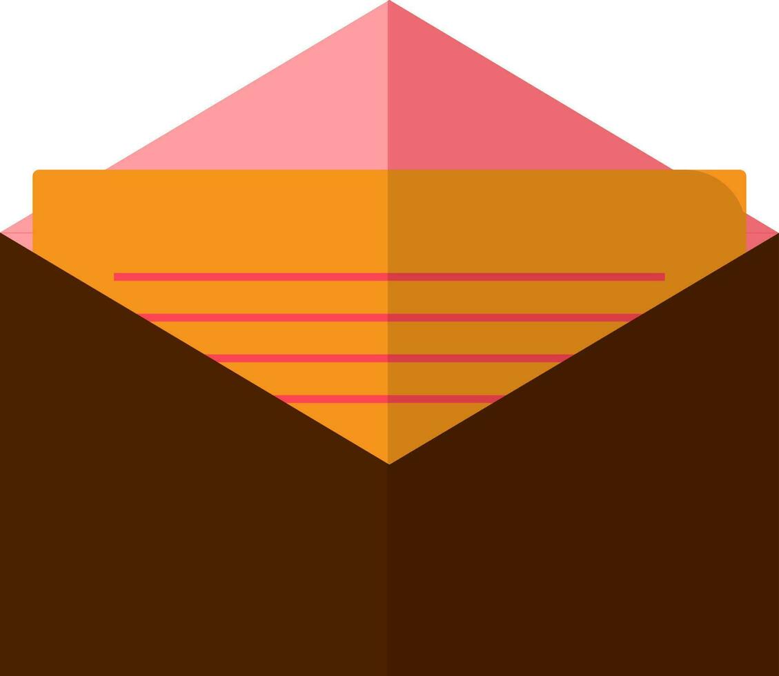 Flat style envolope in brown and orange color. vector