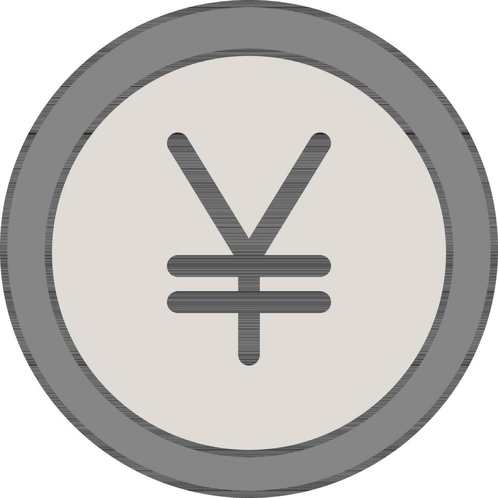 Gray Yen Coin Icon in Flat Style. vector