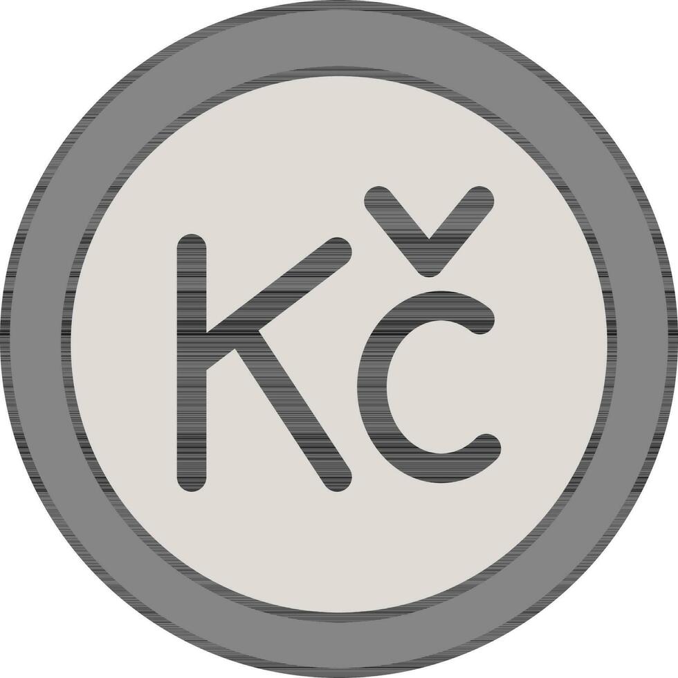 Czech Koruna Coin Icon in Gray Color. vector