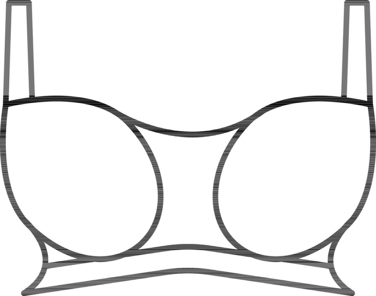 Black Outline Bra Icon in Flat Style. vector