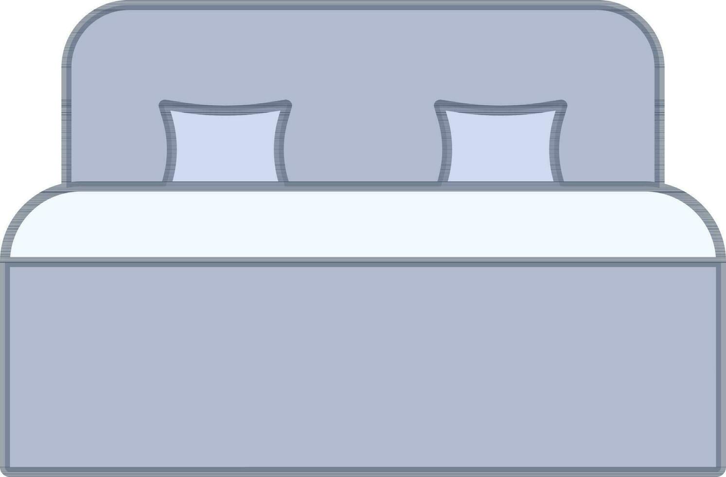 Flat Style Double Bed Icon Or Symbol In Blue And Gray Color. vector
