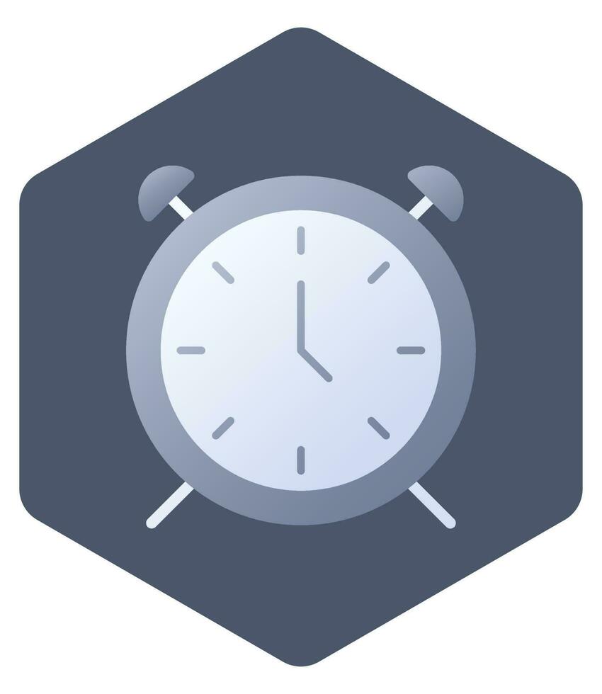 alarma reloj icono o símbolo aislado en hexagonal forma. vector