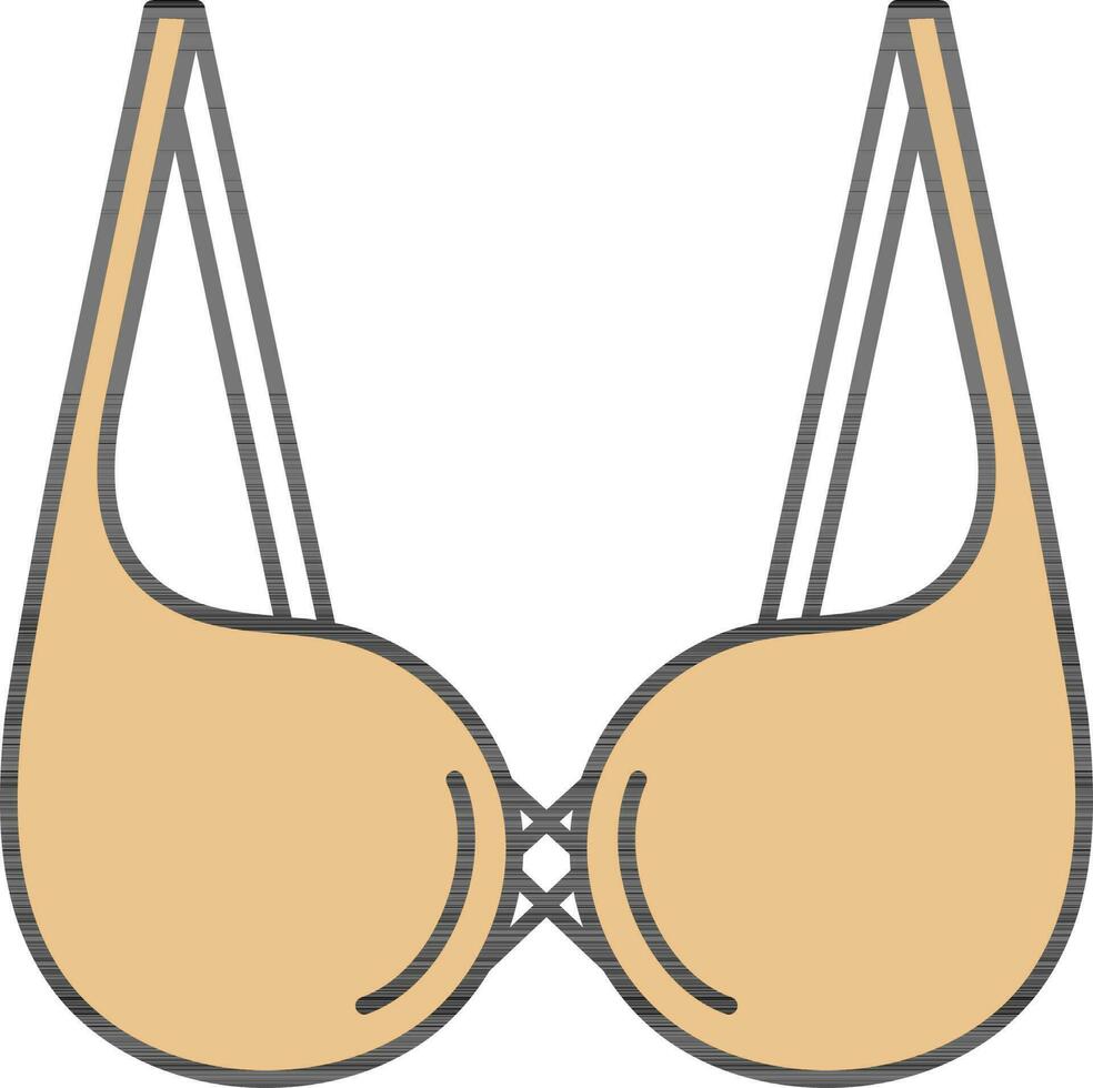 Yellow and Black Bra Icon in Flat Style. vector