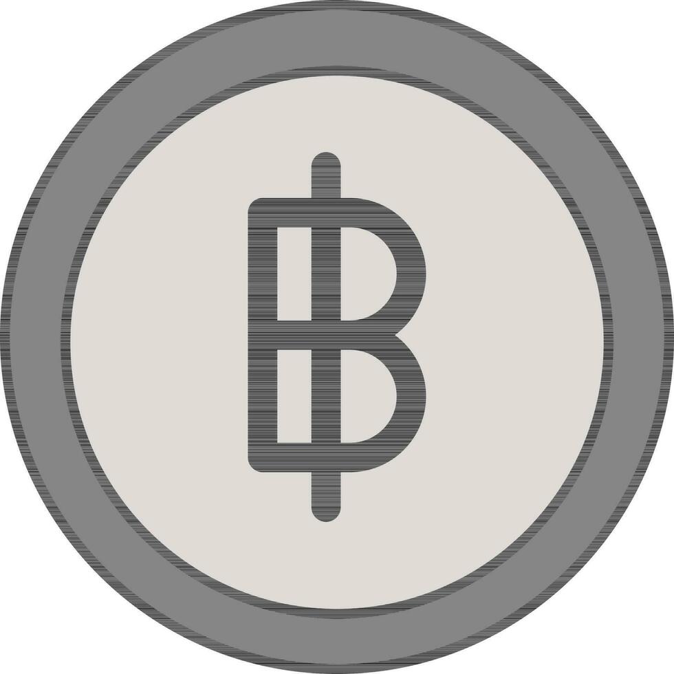 Flat Style Baht Coin Icon in Grey Color. vector