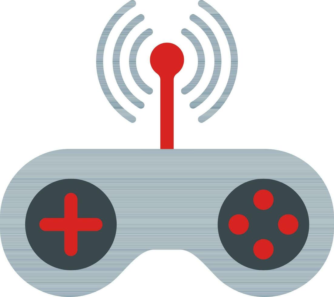 Wifi Joystick Or Gamepad Icon In Gray And Red Color. vector