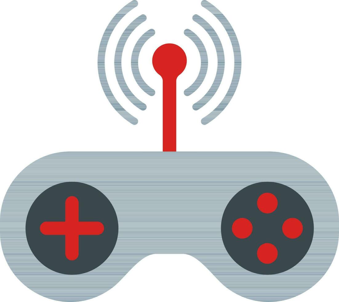 Wifi palanca de mando o gamepad icono en gris y rojo color. vector