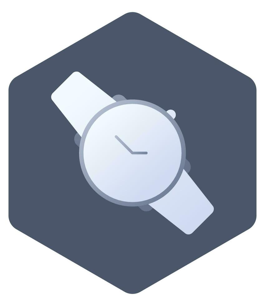 Wristwatch Icon On Blue Hexagonal Shape. vector