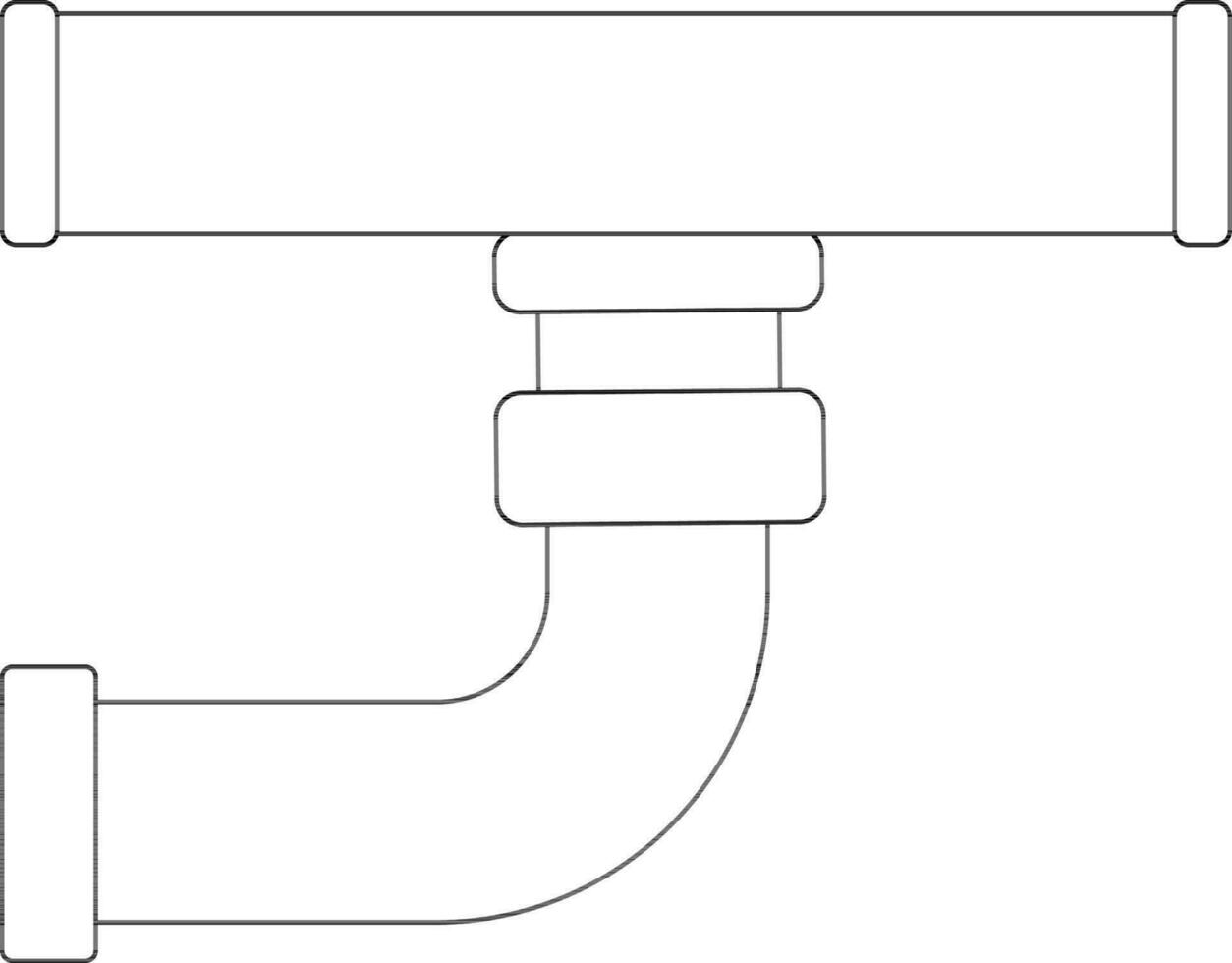 Black line art illustration of a pipeline. vector