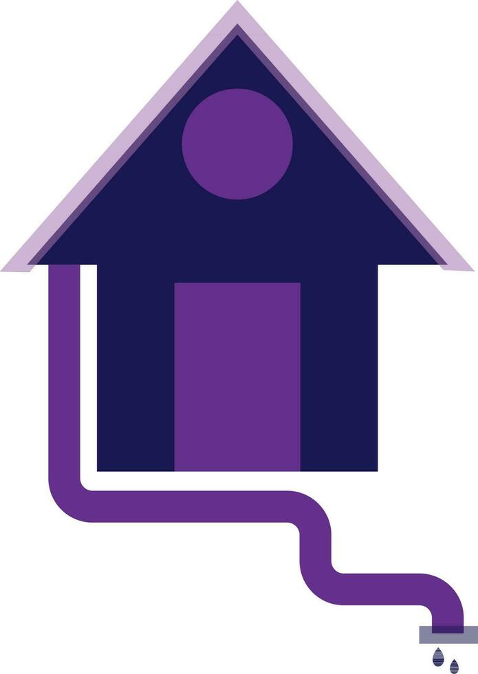 Pipeline connect with purple hut. vector