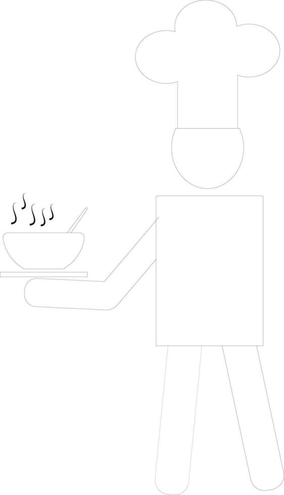 Character of black line art faceless chef. vector