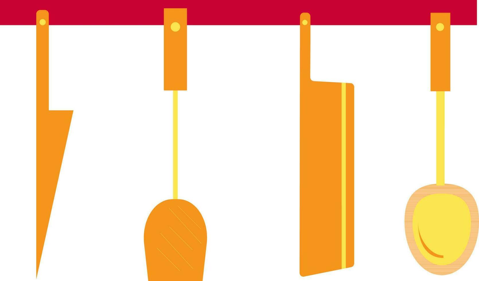 Hanging cooking spoon and knife. vector