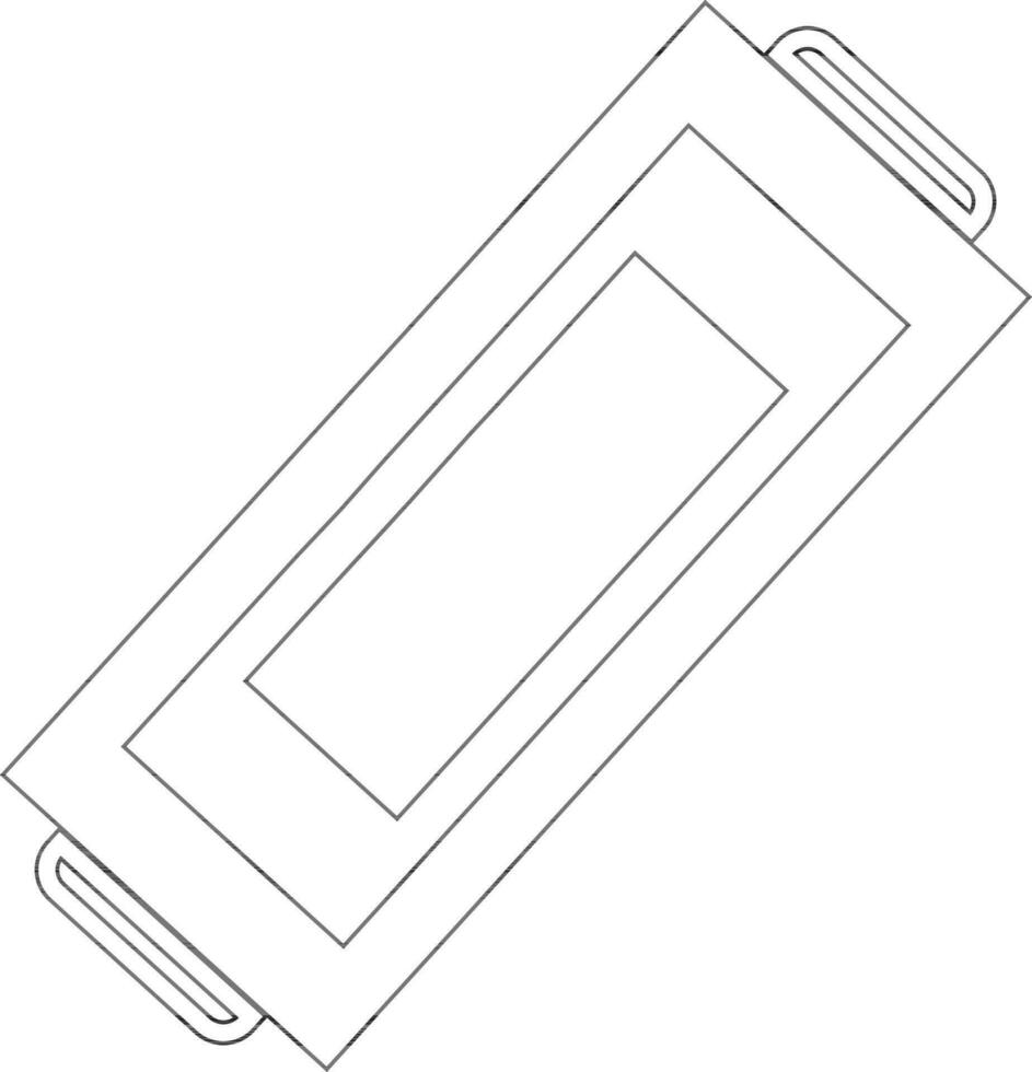 Black line art illustration of a cutting board in flat style. vector