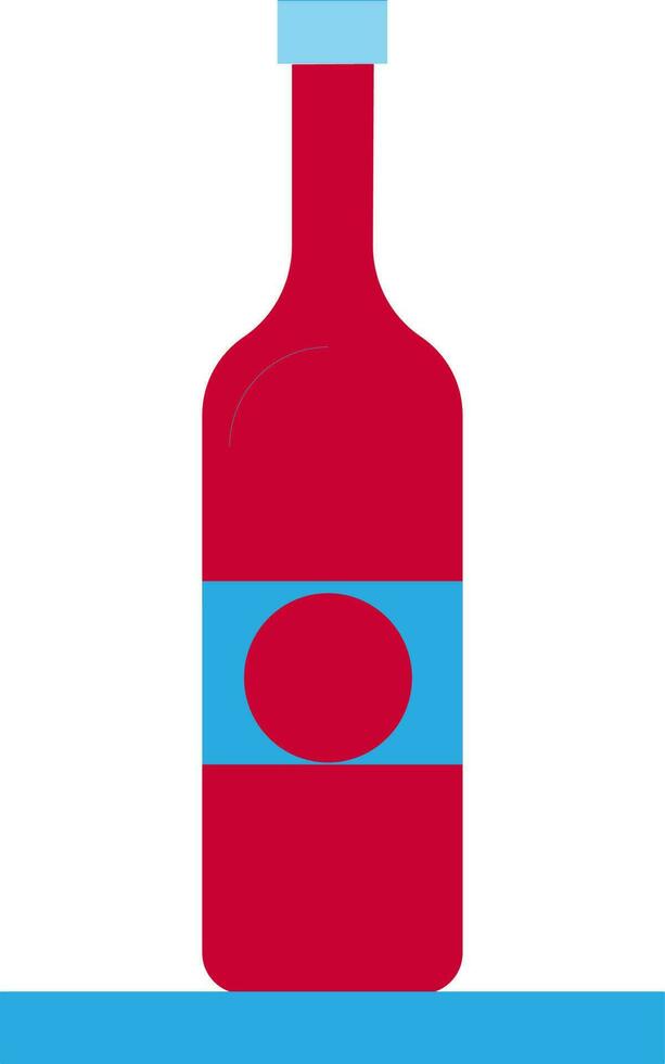 Isolated bottle in red and blue color. vector