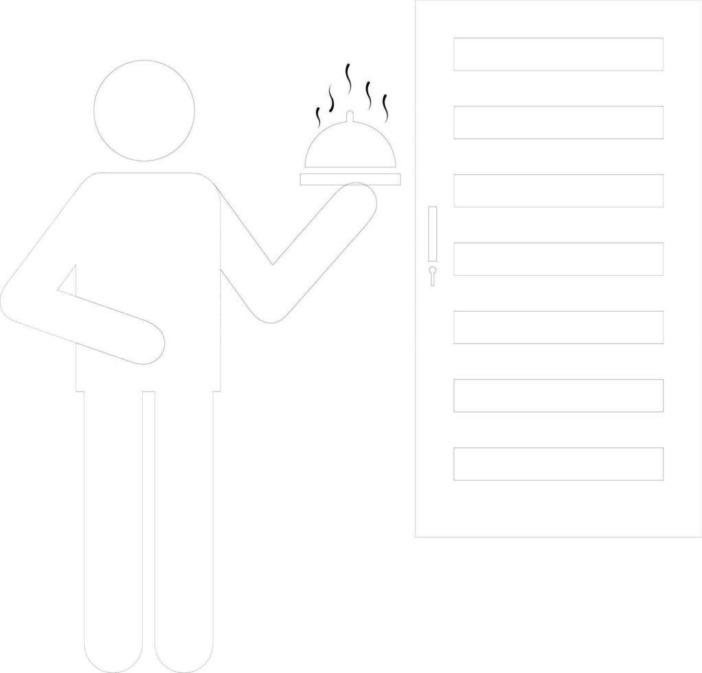 Character of black line art faceless waiter. vector