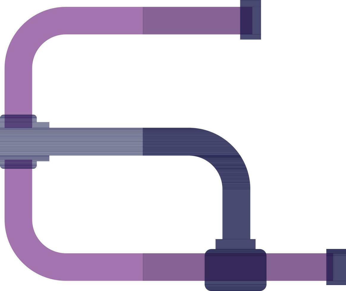 Supply pipes made by purple color. vector