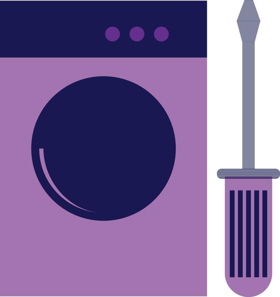 Purple watching machine with screwdriver. vector