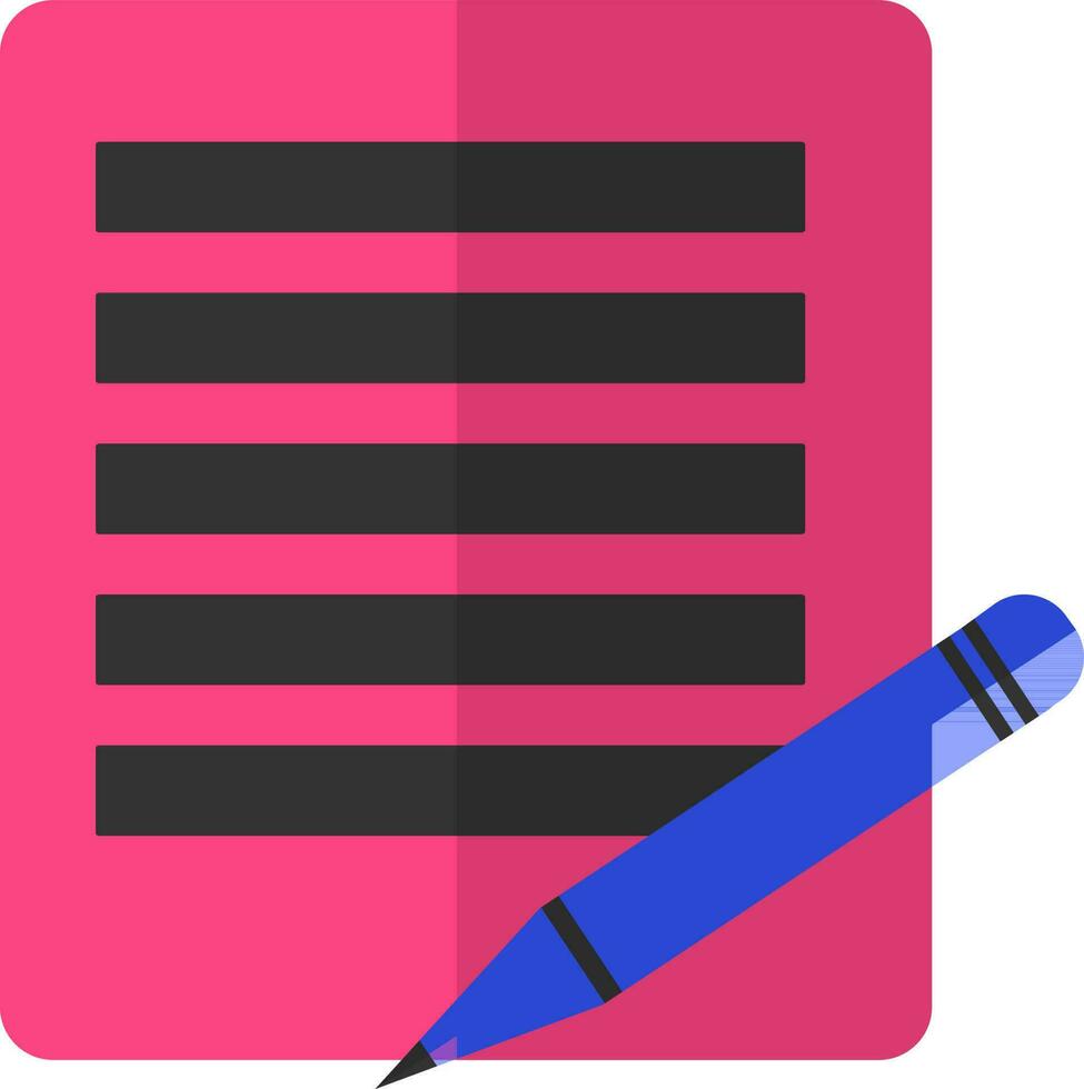 Pink and black paper with blue pencil. vector