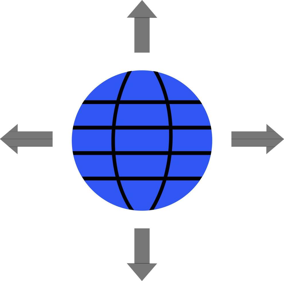 Blue and black globe with arrows. vector