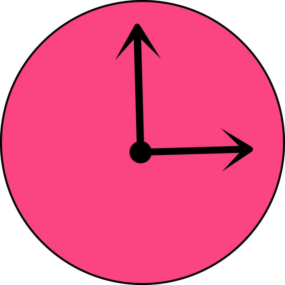 Pink and black wall watch. vector
