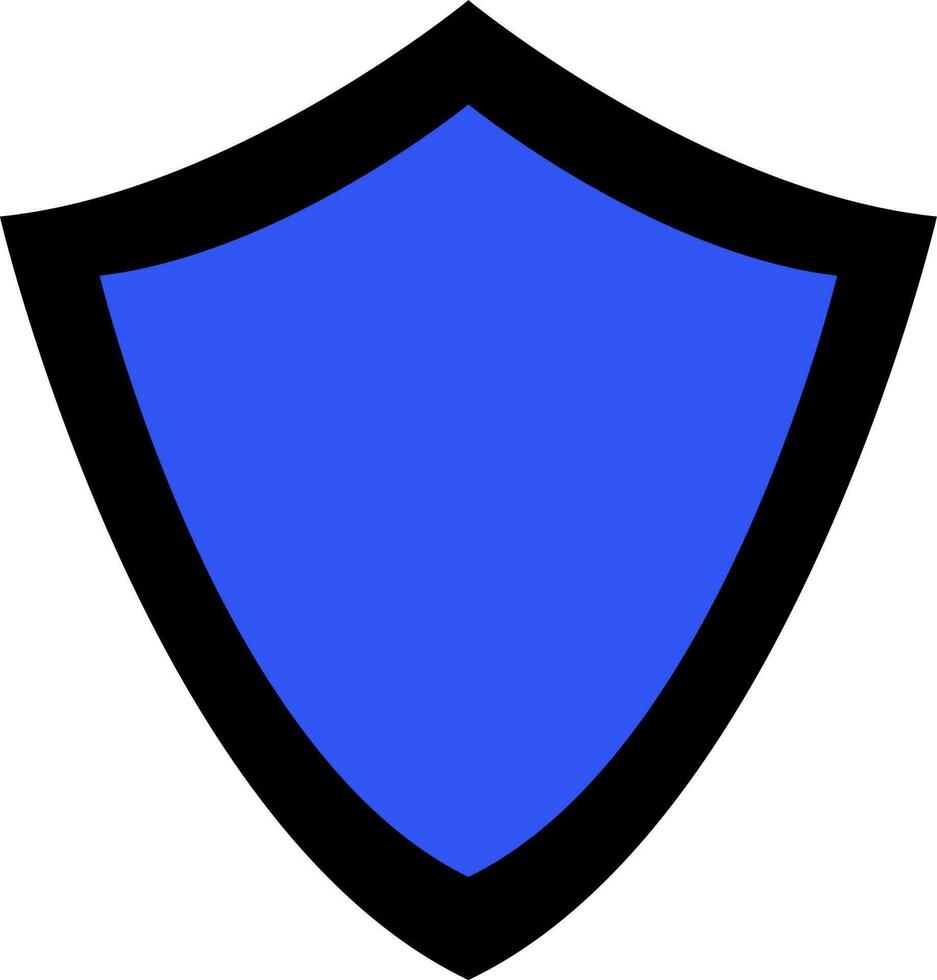 Black abd blue shield in flat style. vector