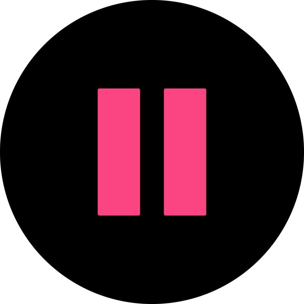 Pause button in pink and black color. vector