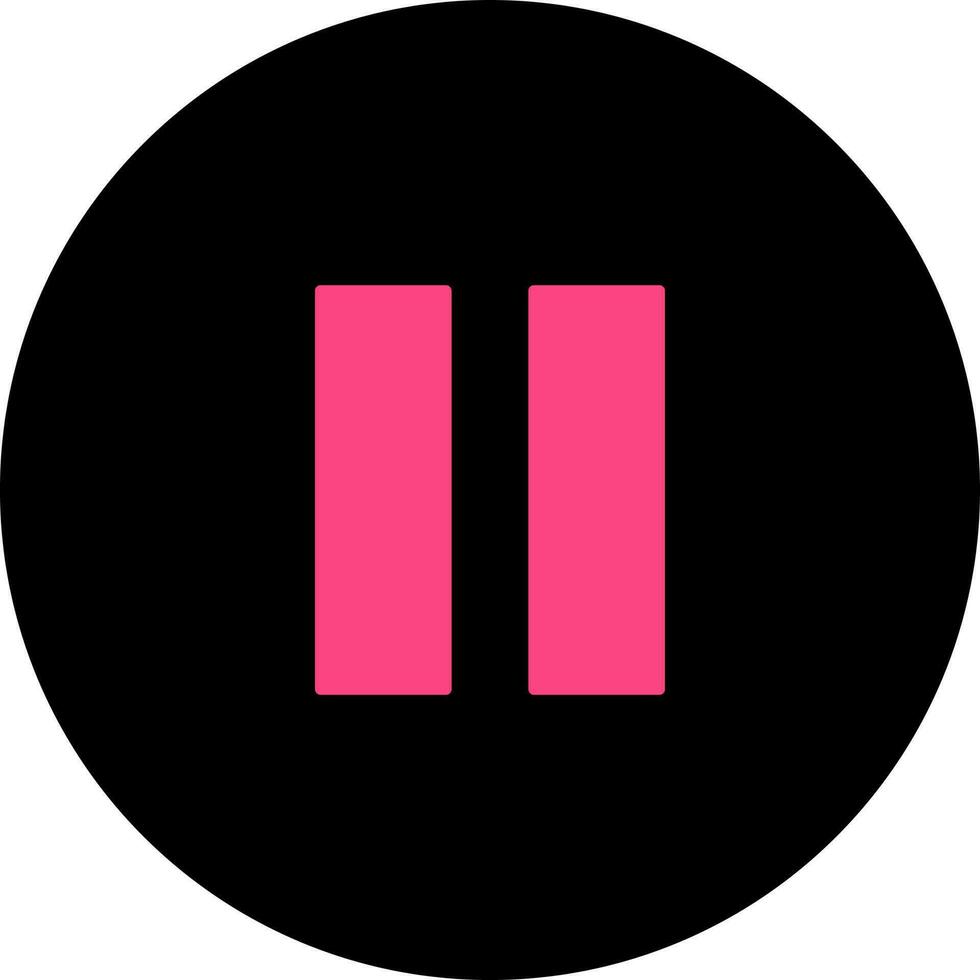 Pause button in pink and black color. vector