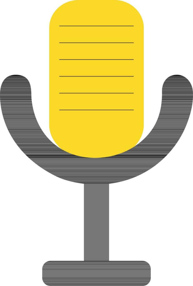 Black and yellow microphone in flat style. vector