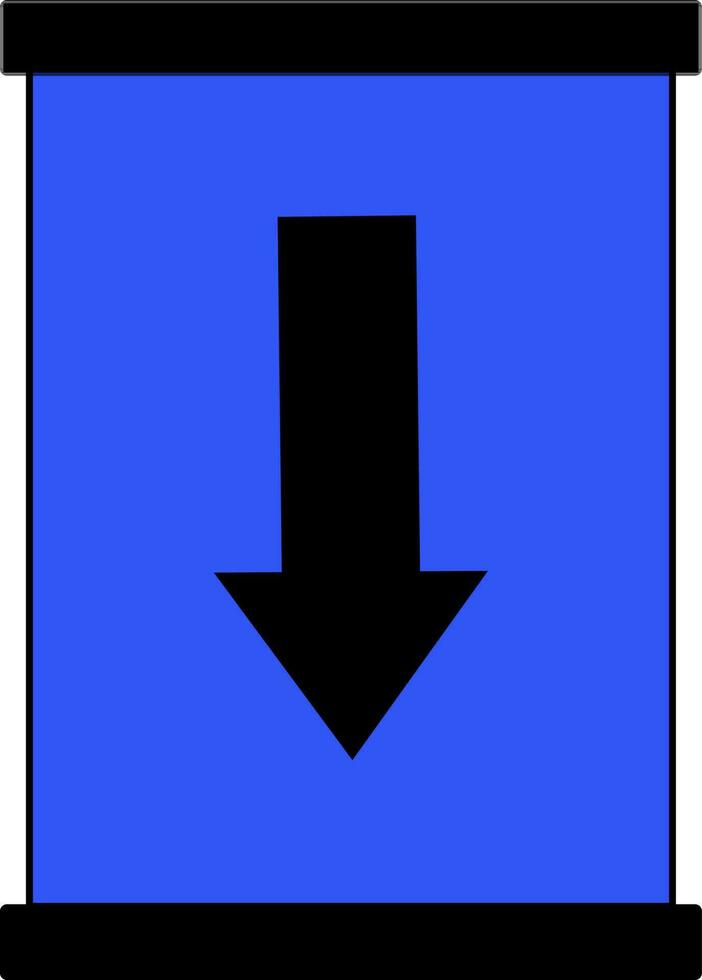 Blue and black downloading sign in flat style. vector