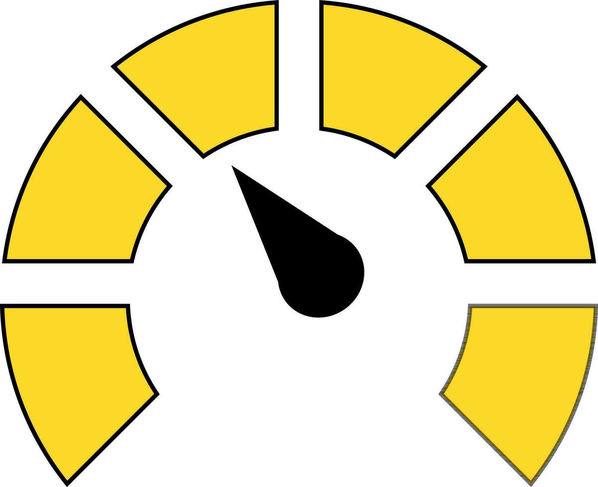 Yellow speedometer on white background. vector