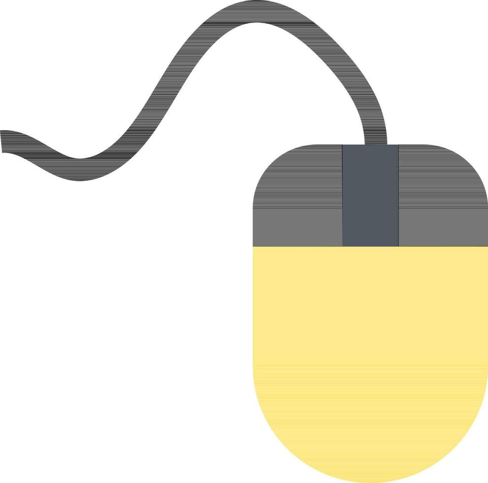 Yellow and black mouse with wire. vector