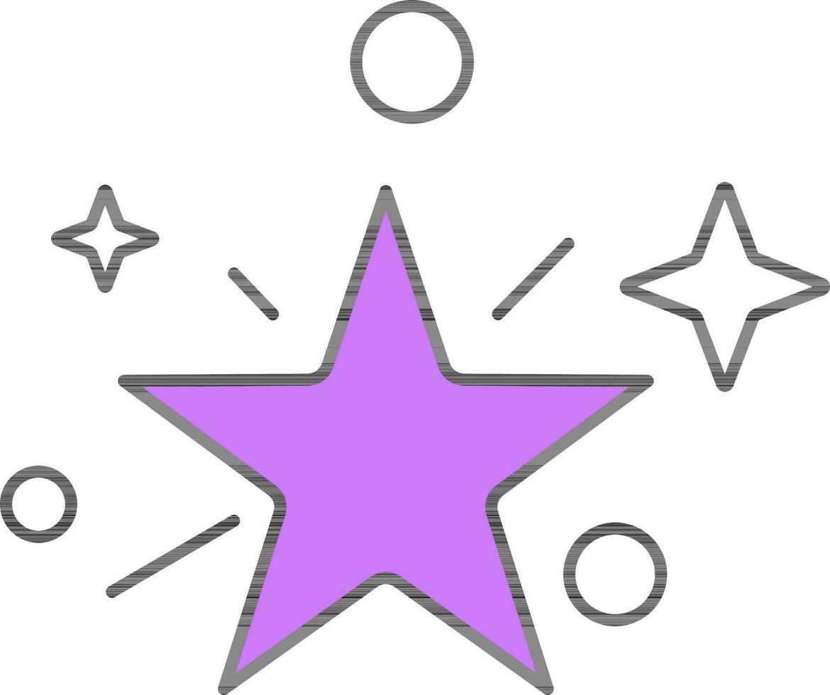 Sparkling Star Icon In Purple And White Color. vector