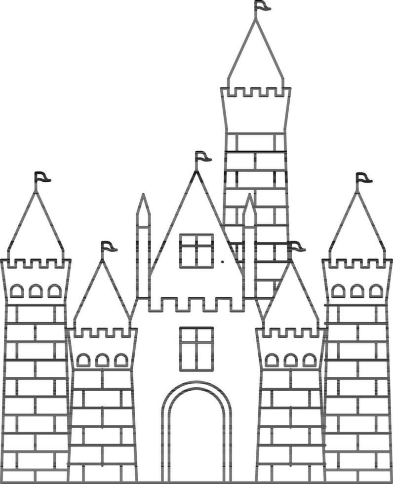 Disneyland Resort or Park Icon in Black Line Art. vector