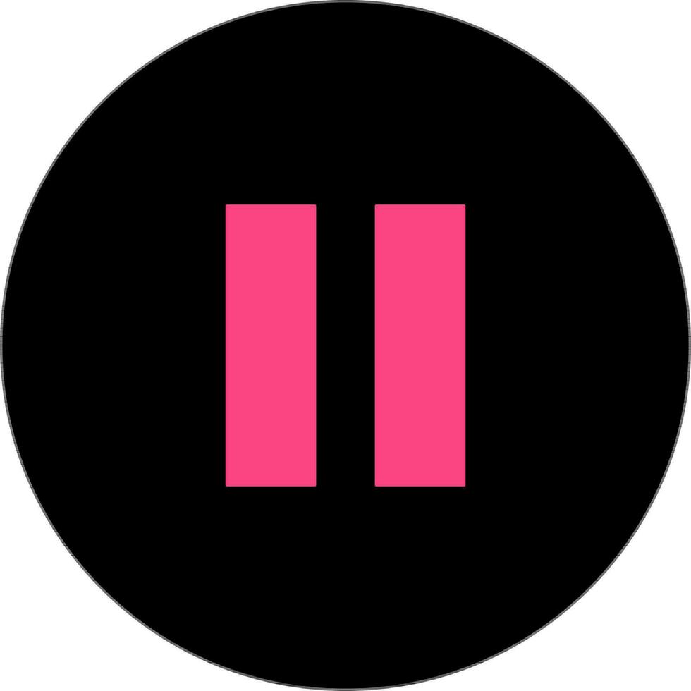Pause button in pink and black color. vector