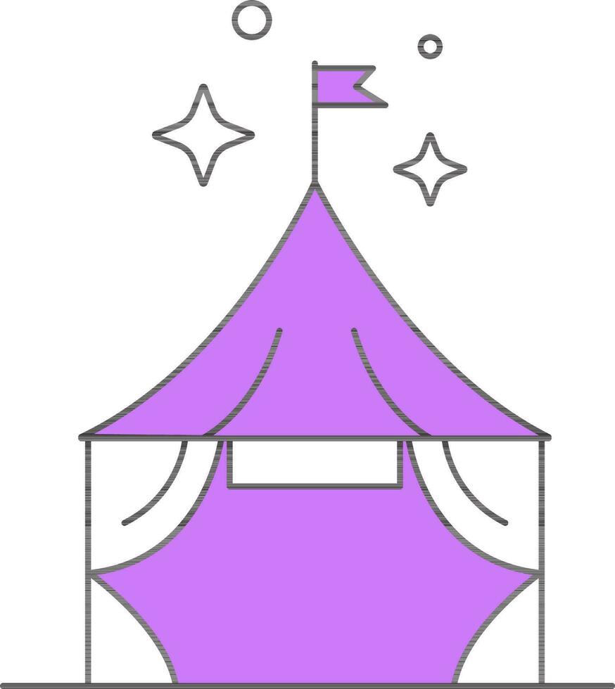 Circus Tent Icon In Purple And White Color. vector